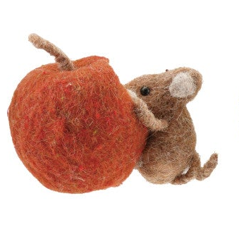 Wool Felt Mouse Eating Fruit, 4 Styles
