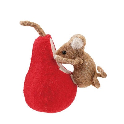 Wool Felt Mouse Eating Fruit, 4 Styles
