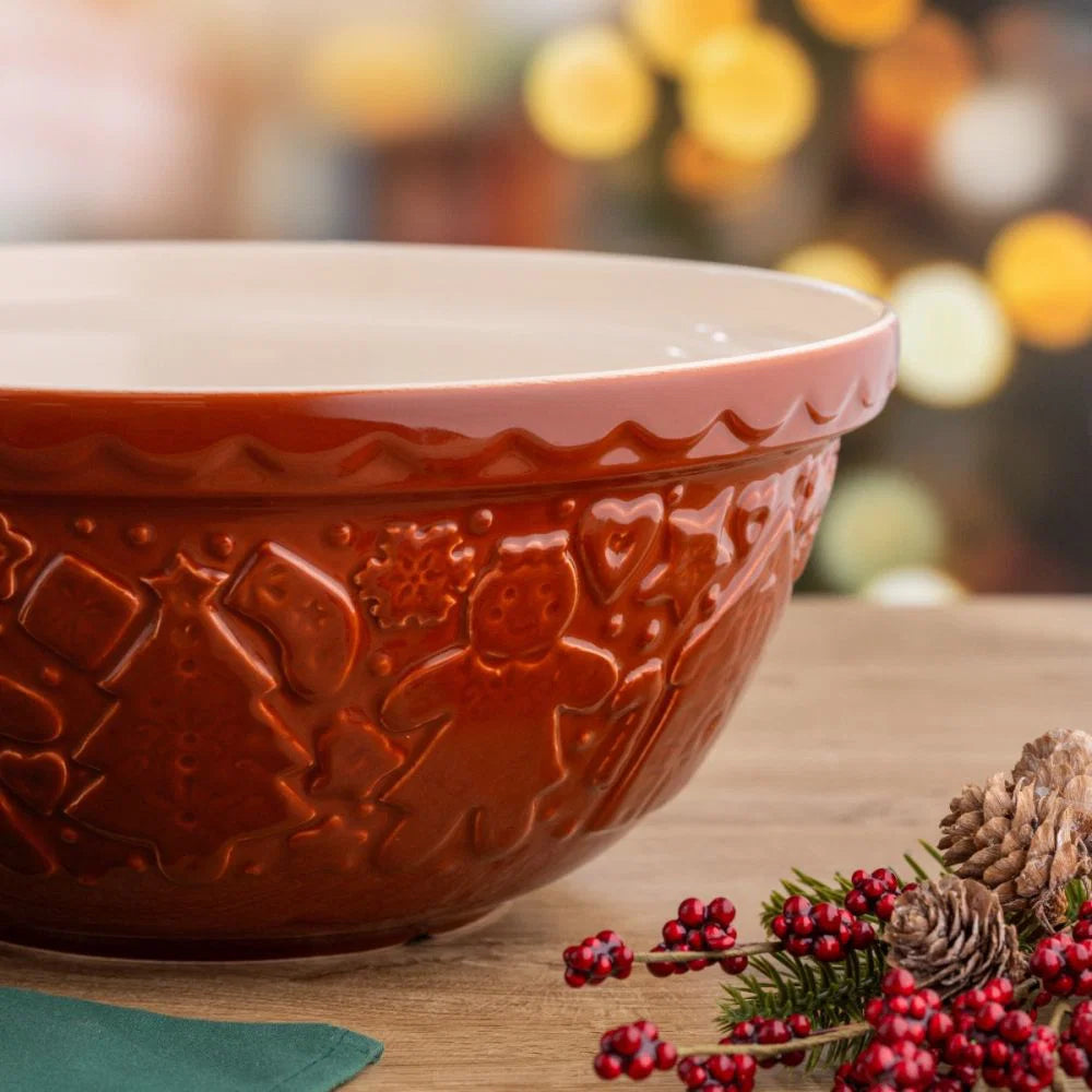 Mason Cash Seasonal Gingerbread Lane Size 12 Ginger Mixing Bowl (4.25 Qt)