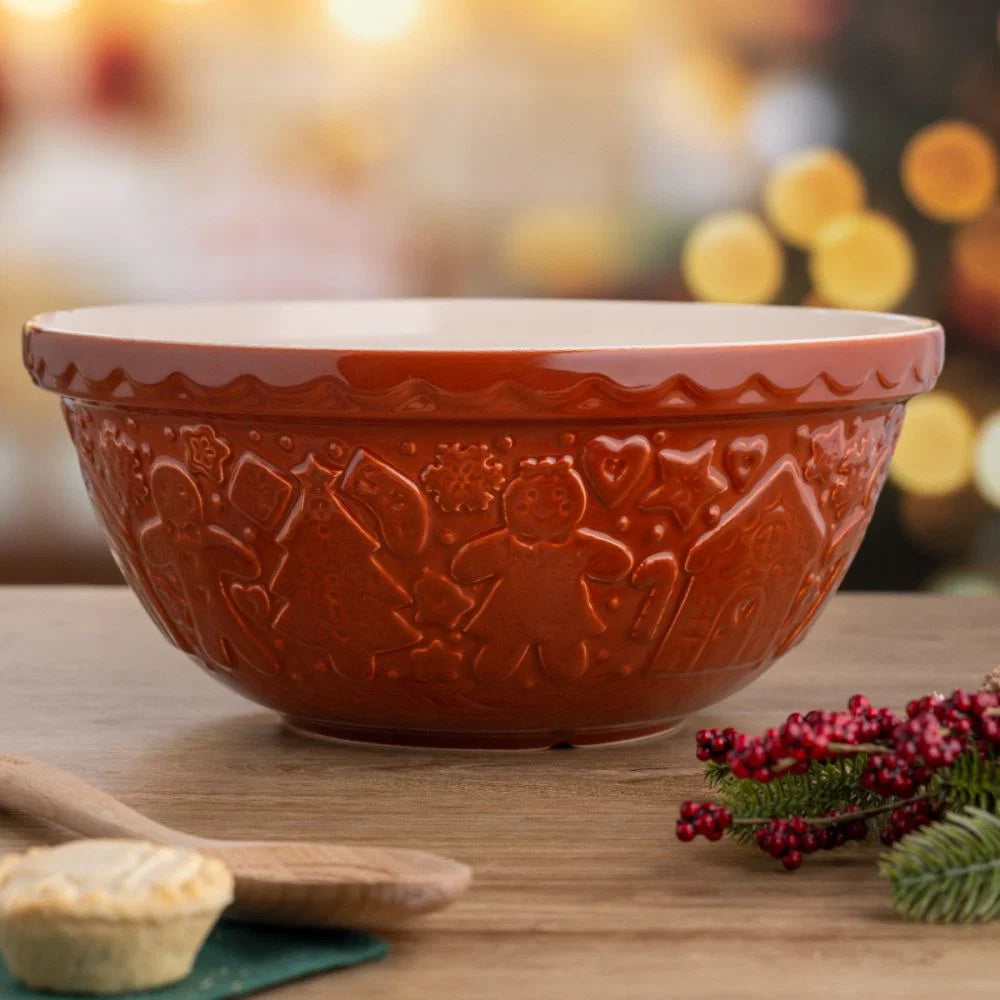 Mason Cash Seasonal Gingerbread Lane Size 12 Ginger Mixing Bowl (4.25 Qt)