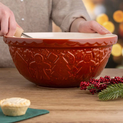 Mason Cash Seasonal Gingerbread Lane Size 12 Ginger Mixing Bowl (4.25 Qt)