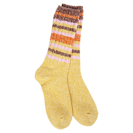 Ragg Crew Socks in Honey Stripe