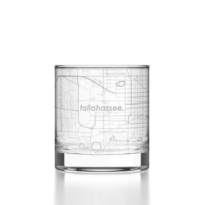Tallahassee FL Map Rocks Whiskey Glass