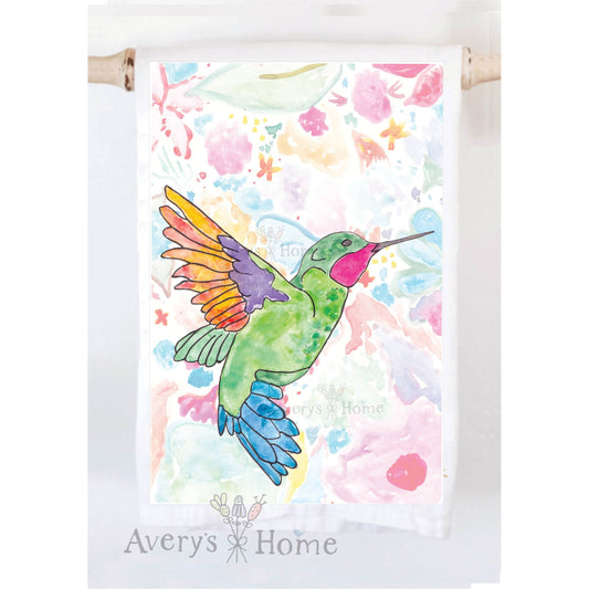 Ruby Throated Hummingbird Summer Kitchen Towel