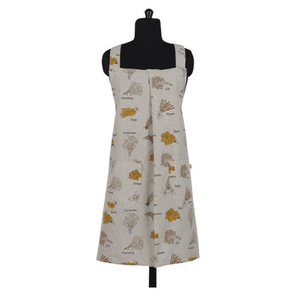 Apron Long Pinafore Herbs Mustard