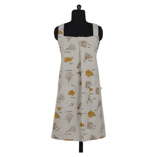 Apron Long Pinafore Herbs Mustard
