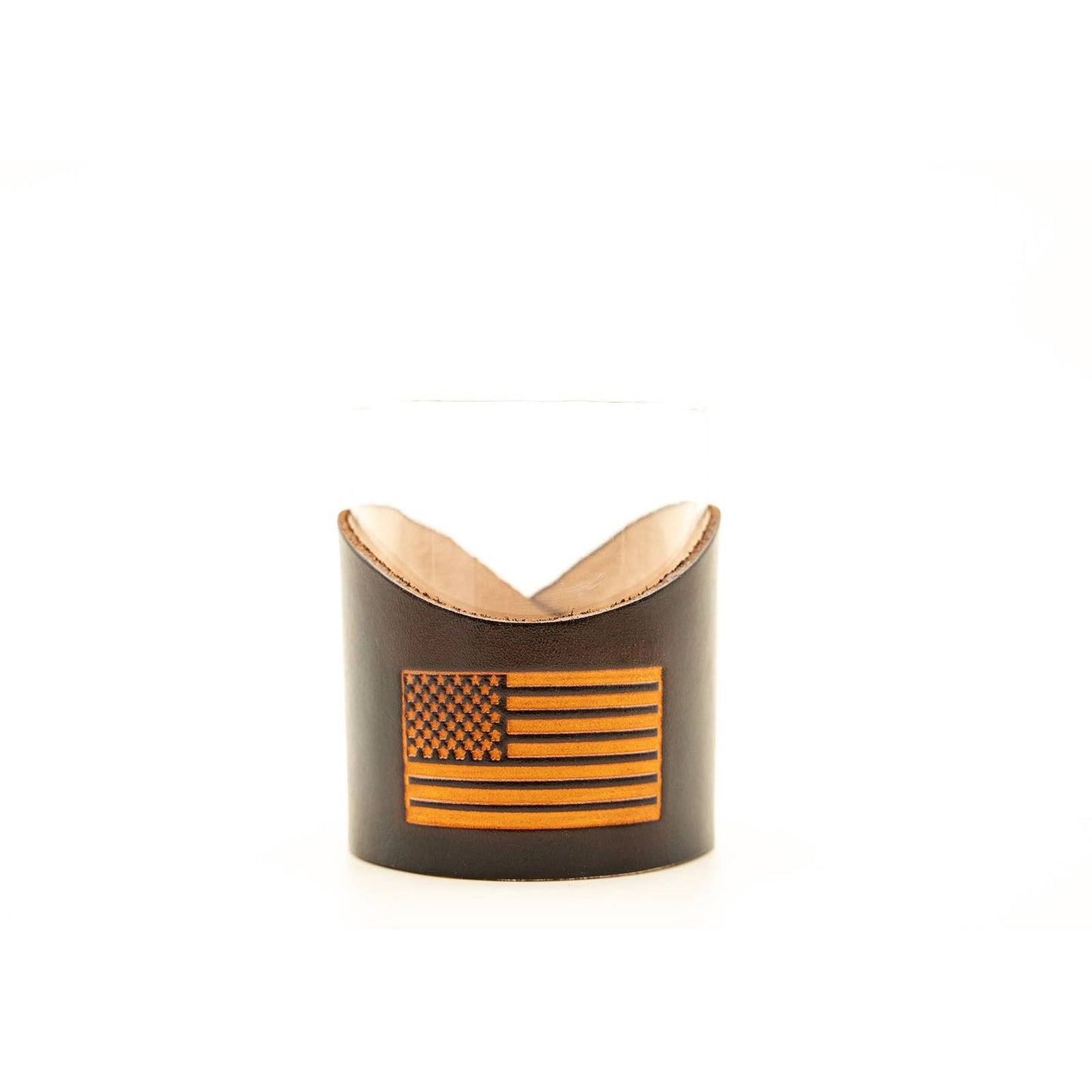 Leather Rocks Glass - American Flag