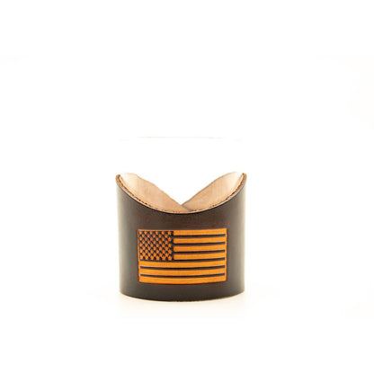 Leather Rocks Glass - American Flag