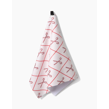 Festive Candy Canes Geometry Tea Towel