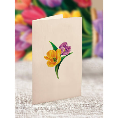Festive Tulips Mini Pop Up Greeting Card