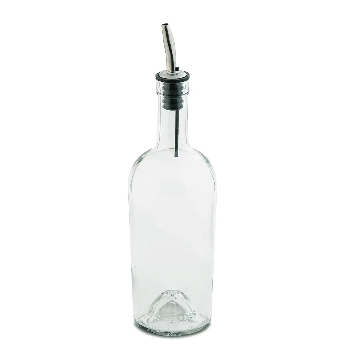 Clear Glass Round Oil Bottle w/ Pour Spout