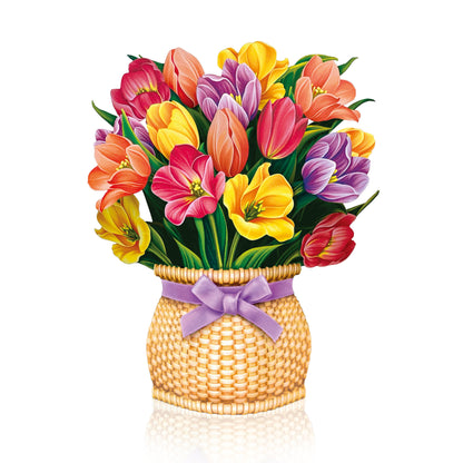 Festive Tulips Mini Pop Up Greeting Card