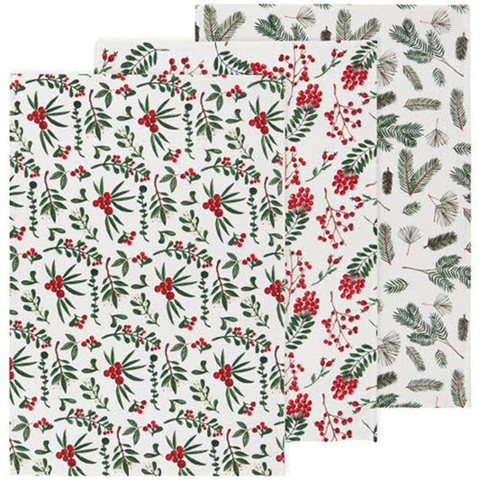 Winterberry Bakers Floursack Christmas Dishtowels