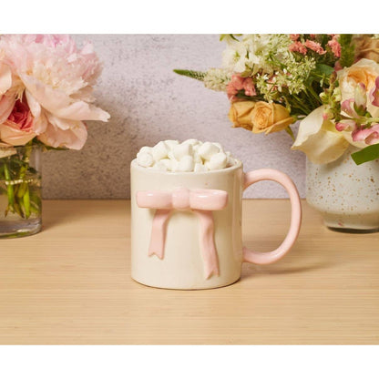 Ceramic Pink Bow Side Mug, 16oz