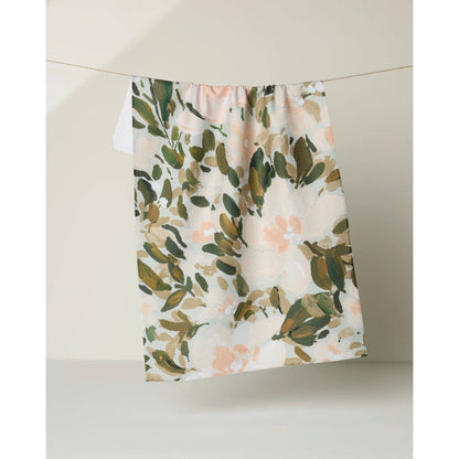 Painted Blossoms Geometry Tea Towel