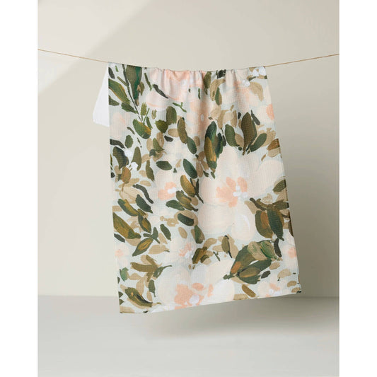 Painted Blossoms Geometry Tea Towel