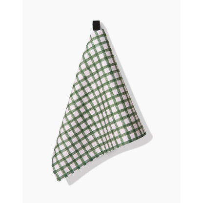 Fireside Plaid Green Geometry Bar Towel