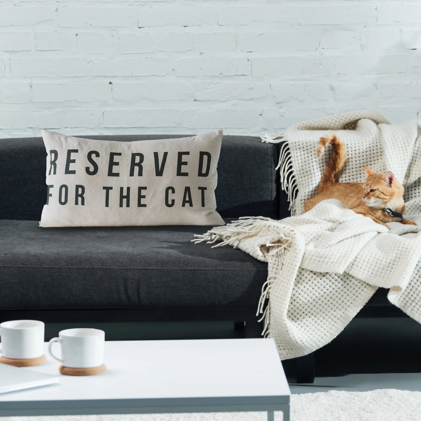 Reserved For The Cat Cotton Lumbar Pillow