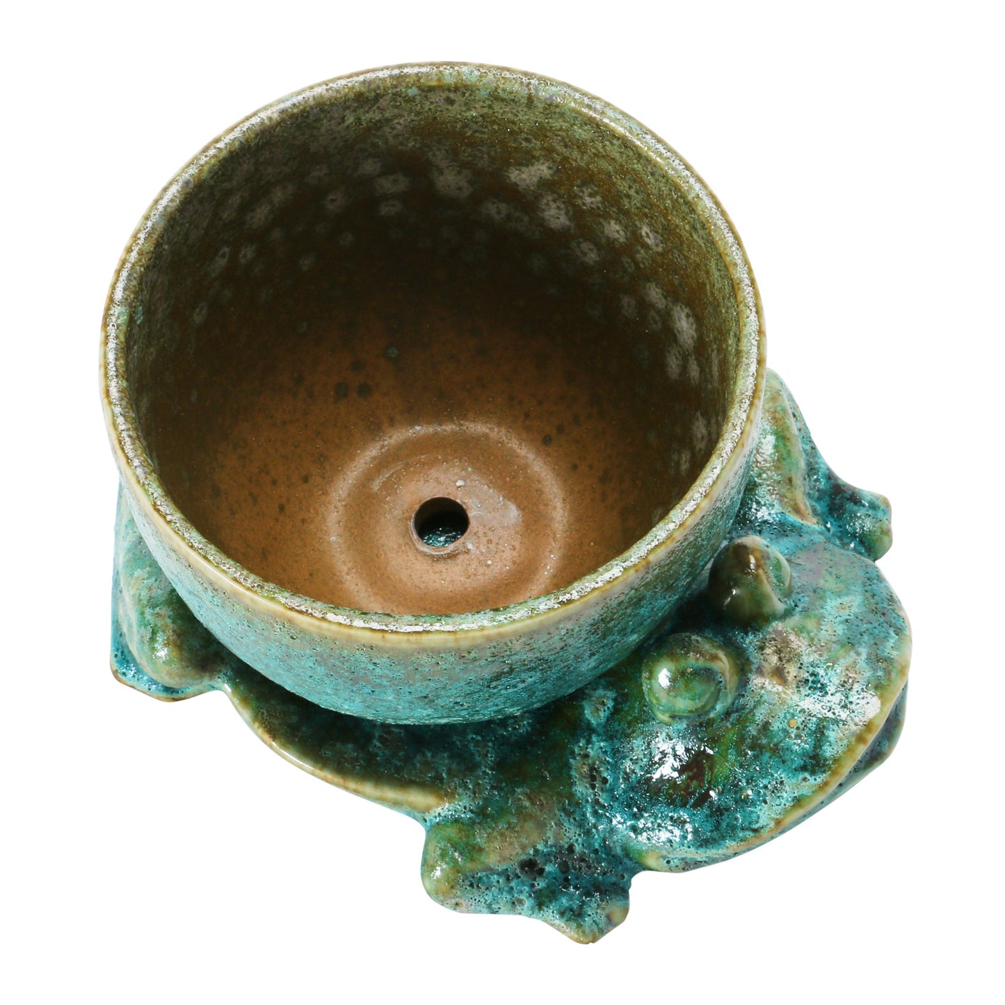 Stoneware Planter with Frog Base, Set of 2