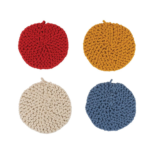 Cotton Crocheted Pot Holder, 4 Colors