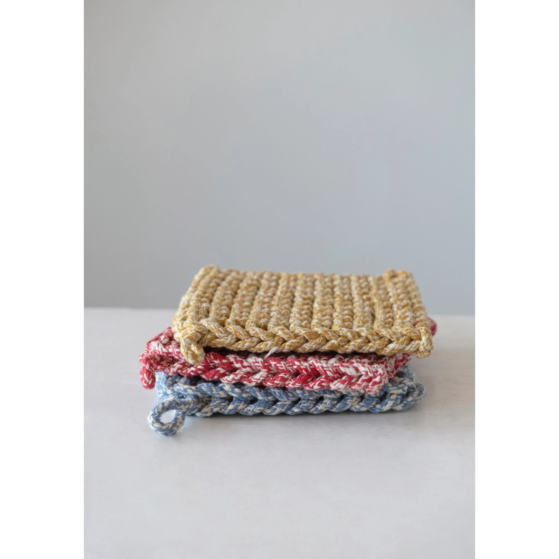 Melange Cotton Crocheted Pot Holder, 3 Colors Oven Mitts & Pot Holders Browns Kitchen