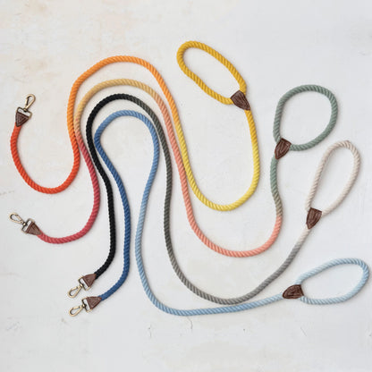 Braided Cotton + Leather Dog Leash