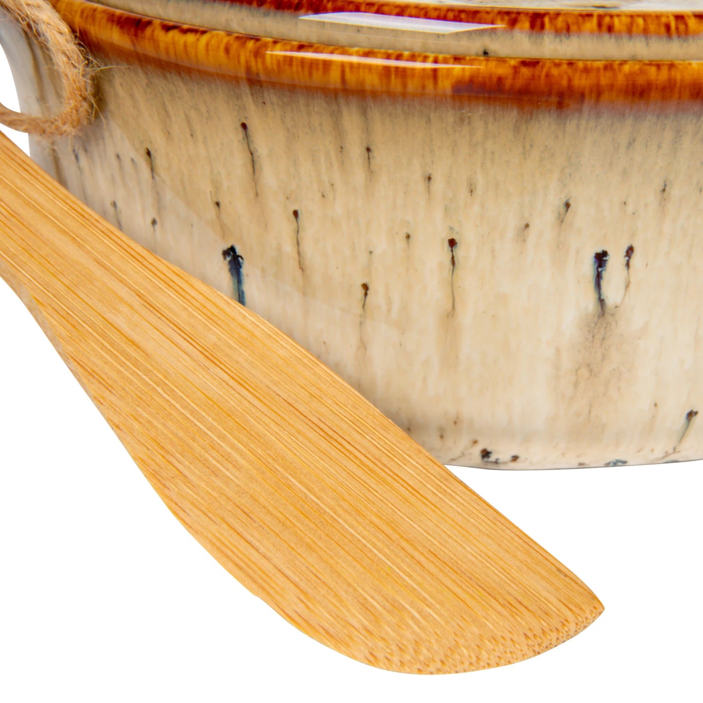 Stoneware Brie Baker w/ Bamboo Spreader