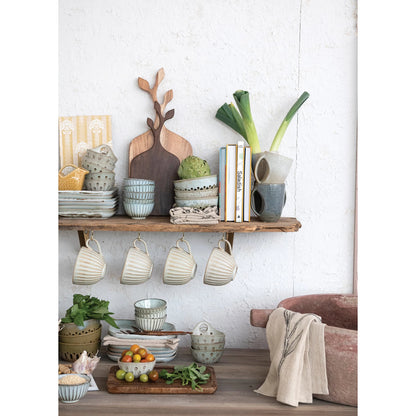 Mango Wood Serving Tray w/ Etched Botanicals