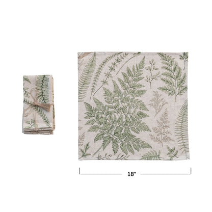 Botanist Cotton & Linen Printed Napkins, Set of 4