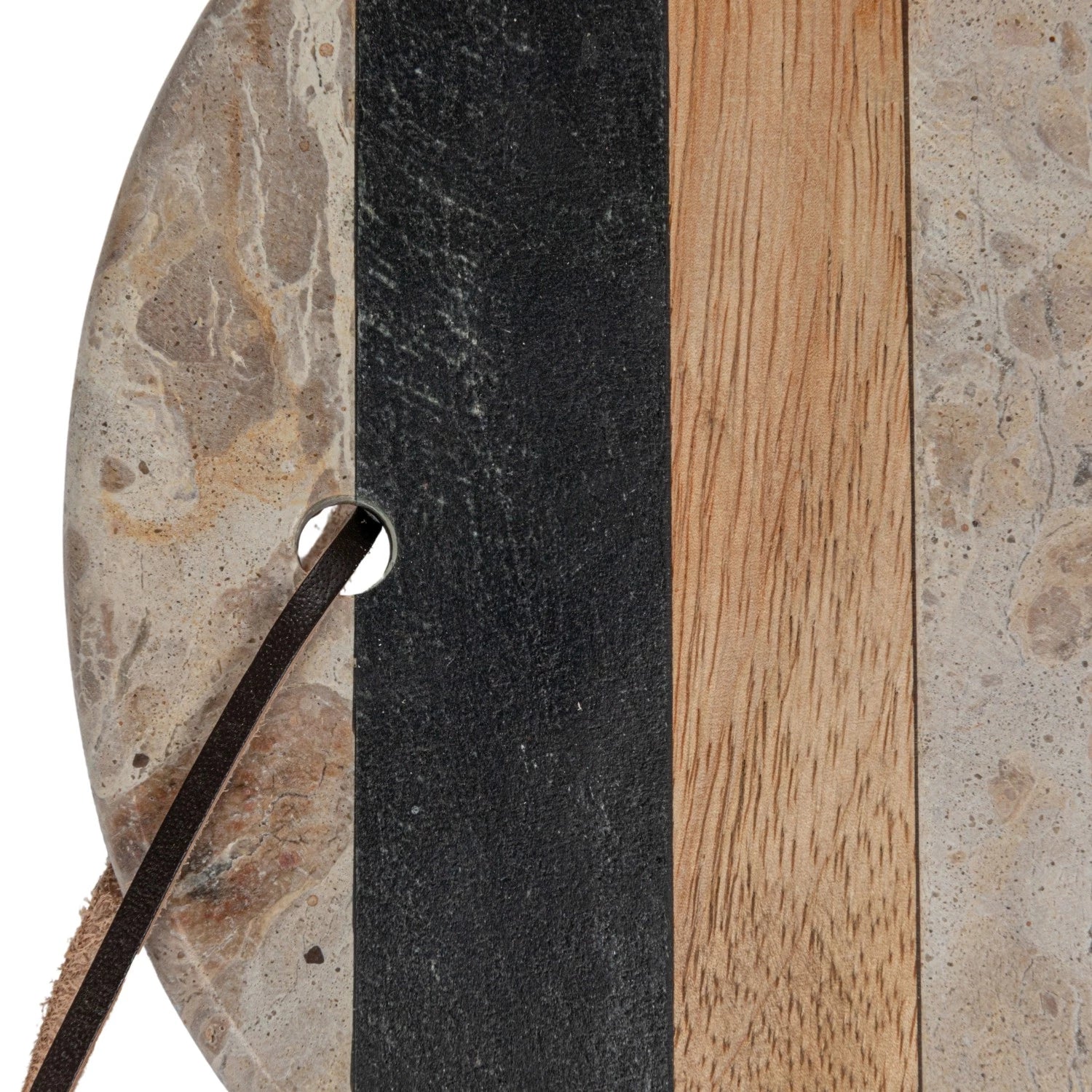 Marble & Mango Wood Cheese/Cutting Board w/ Leather Tie & Canape Knife Serveware Browns Kitchen