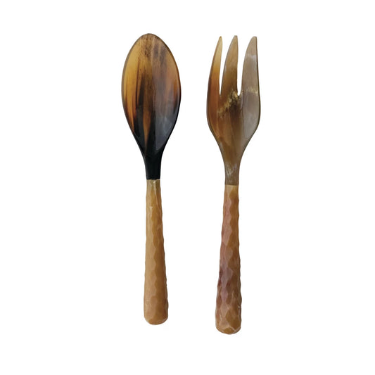 Natural Horn Salad Servers, Set of 2 (Each One Will Vary)