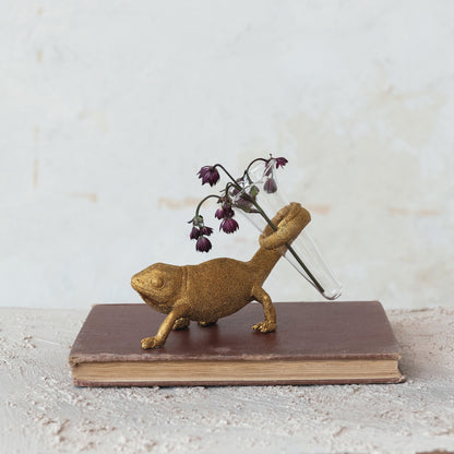 Gold Chameleon Bud Vase