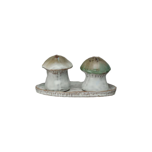 Secret Garden Mushroom Salt & Pepper Shaker Set with Tray