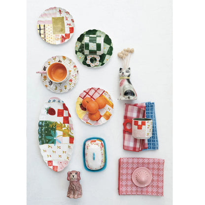 Hand-Painted Patchwork Ceramic Plates