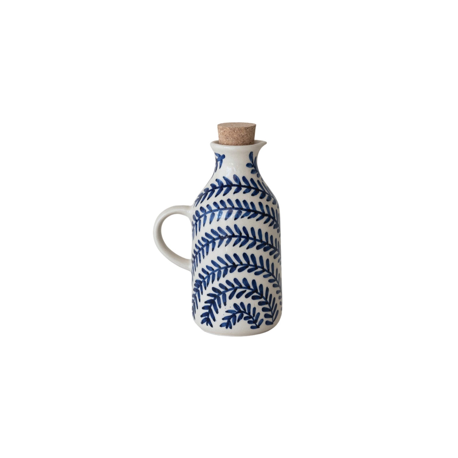 8 oz. Hand-Painted Stoneware Oil Cruet with Cork Stopper