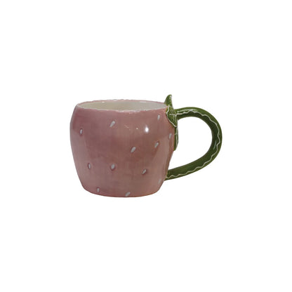 Hand-Painted Stoneware Strawberry Shaped Mug, 12 oz