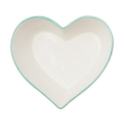Heart Shaped Stoneware Bowls with Colored Rims