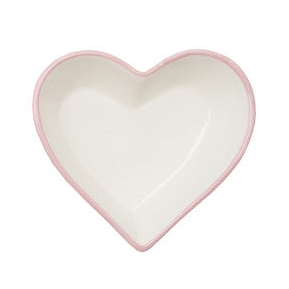 Heart Shaped Stoneware Bowls with Colored Rims
