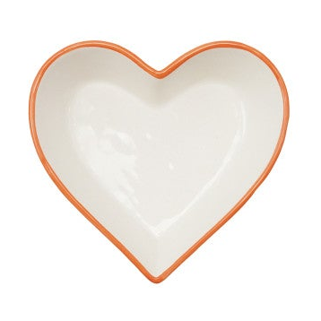 Heart Shaped Stoneware Bowls with Colored Rims