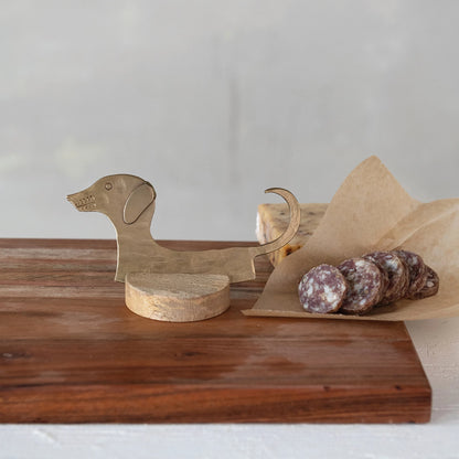 Dachshund Shaped Cheese Knife with Mango Wood Stand