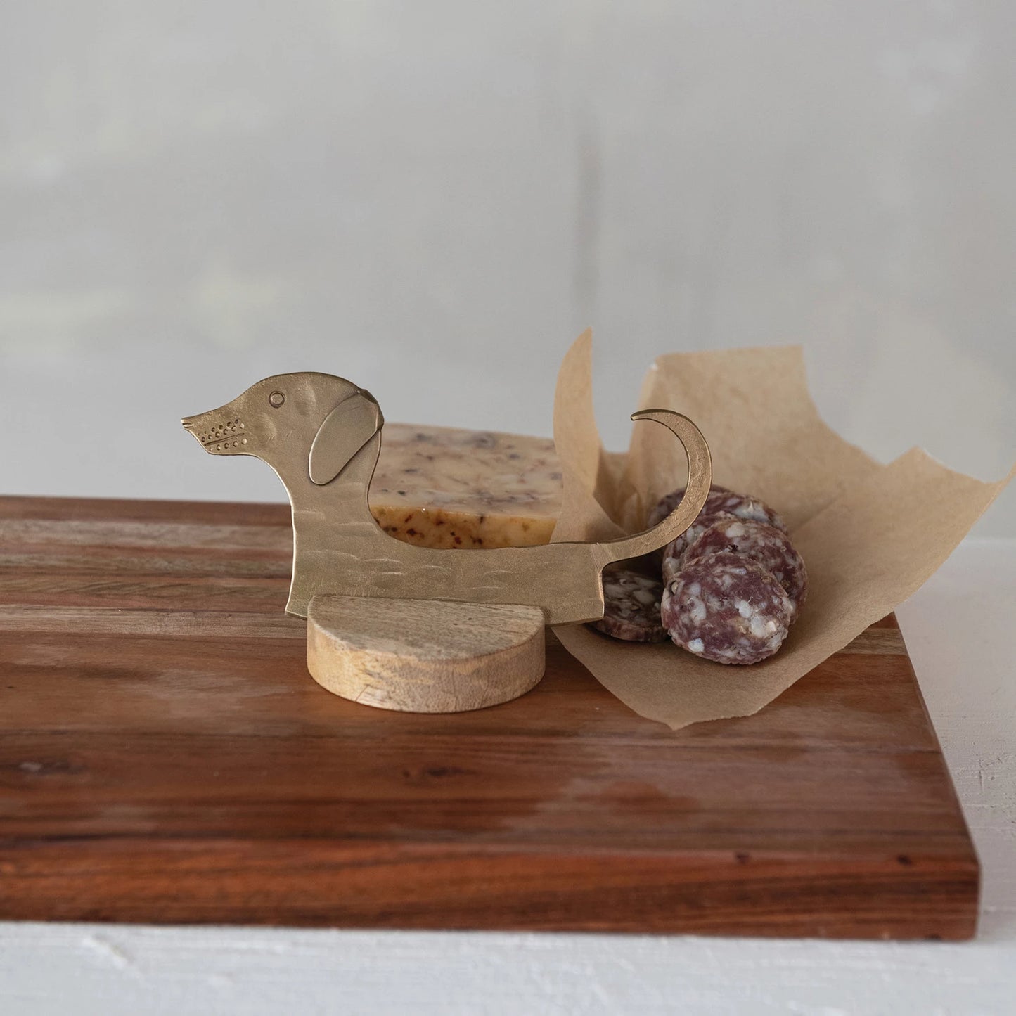 Dachshund Shaped Cheese Knife with Mango Wood Stand