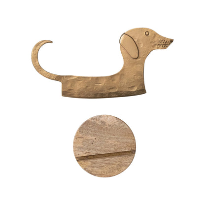 Dachshund Shaped Cheese Knife with Mango Wood Stand