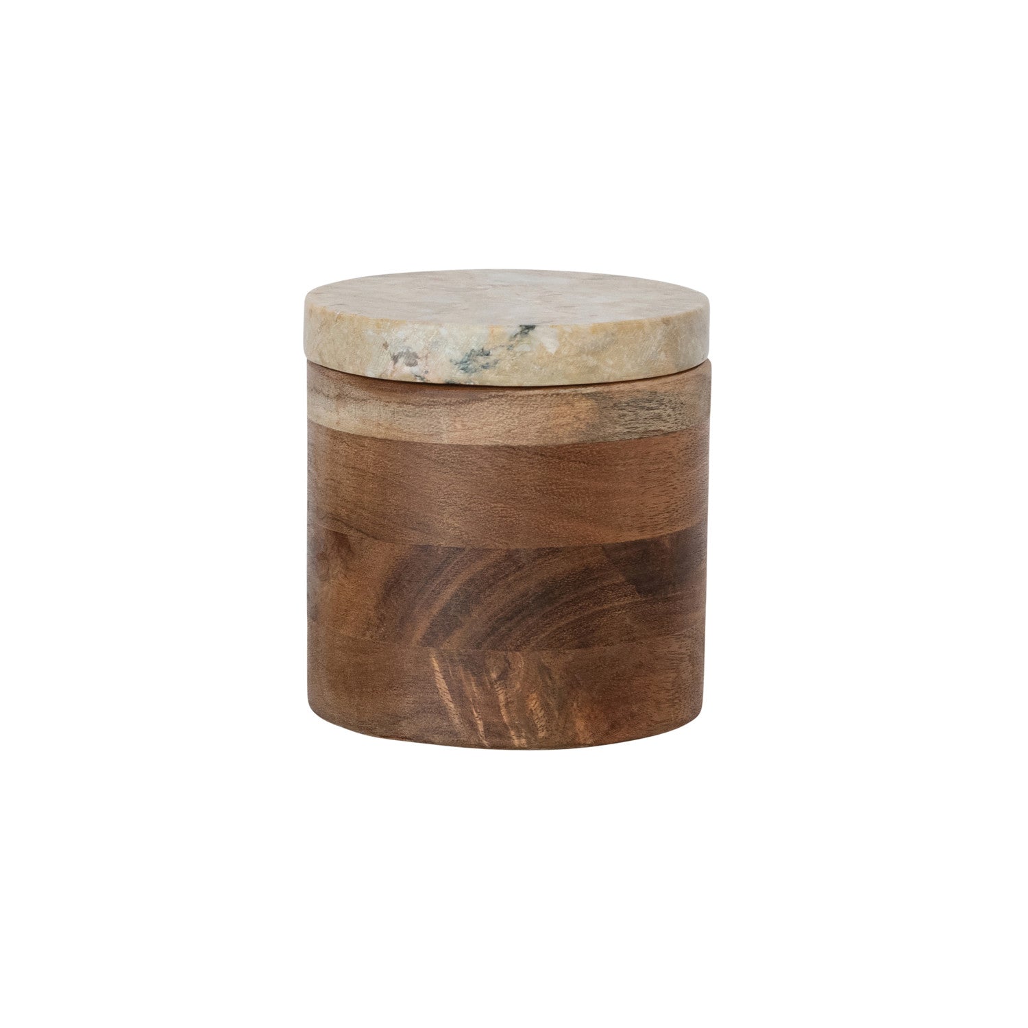 Acacia Wood Container with Marble Lid (Each One Will Vary)