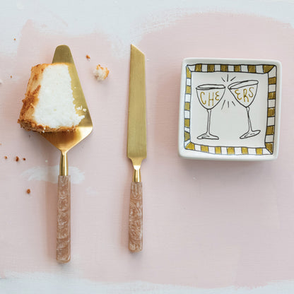 Marble Handle Cake Server Set