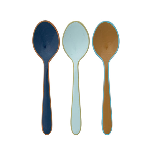 Enameled Stainless Steel Spoon with Colored Edge, 3 Colors