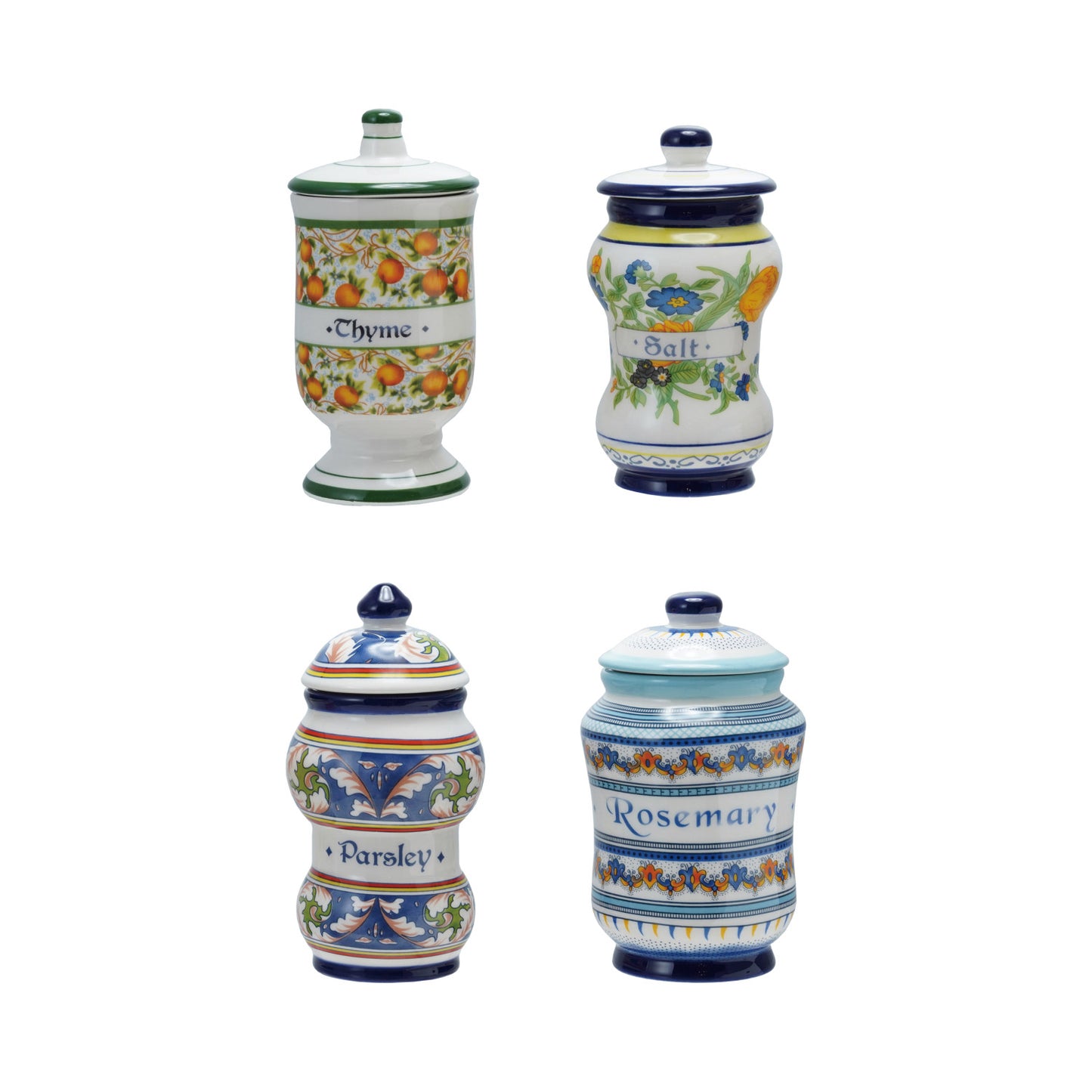 Ceramic Canister with Design & Spice Name, 4 Styles