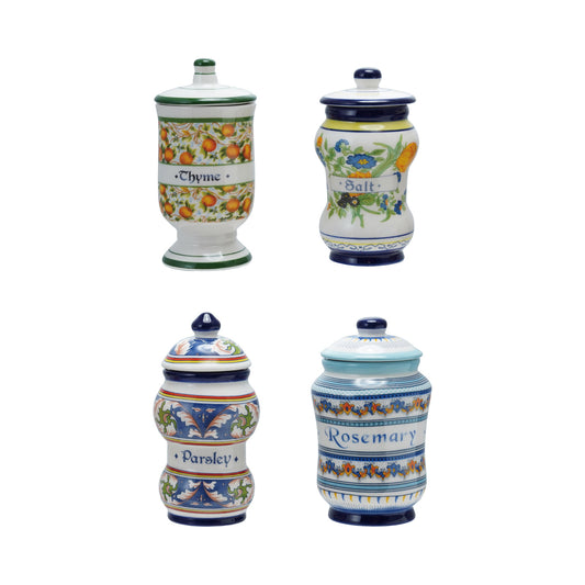 Ceramic Canister with Design & Spice Name, 4 Styles