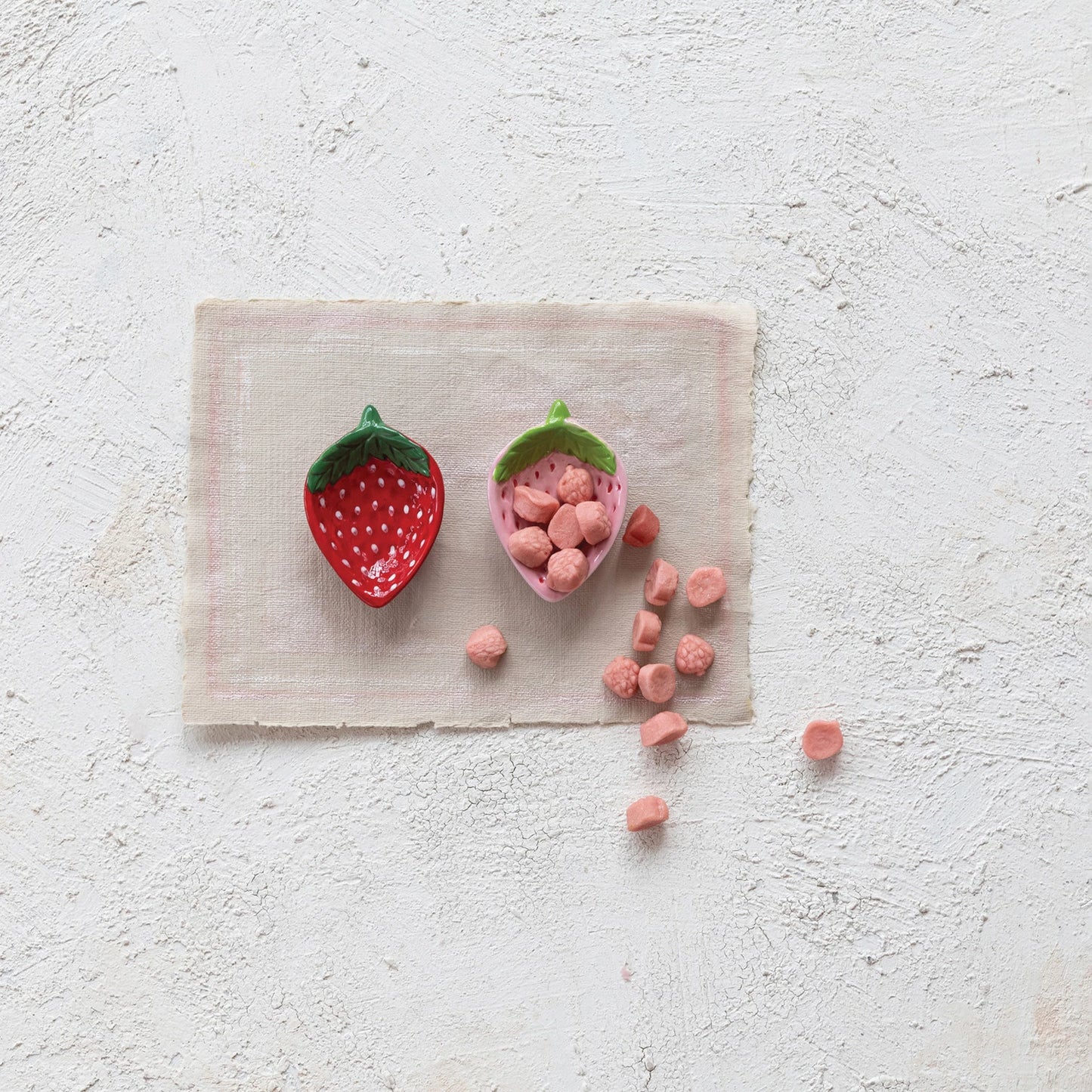 Hand-Painted Ceramic Strawberry Shaped Pinch Bowls