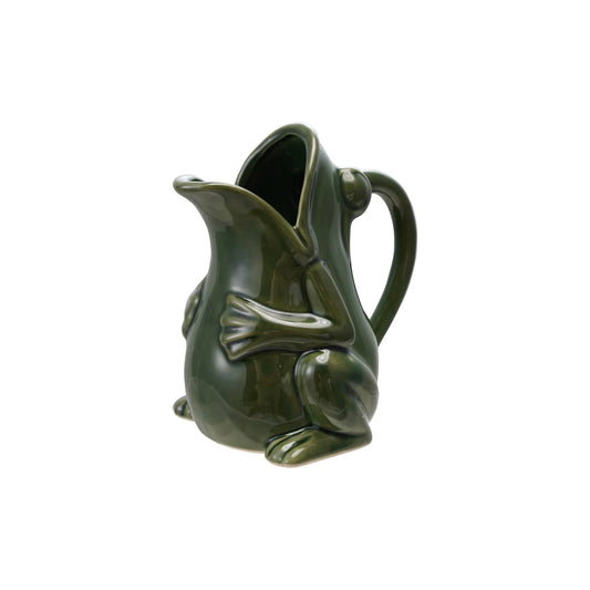 Frog Pitcher, 16 oz. Stoneware with Reactive Glaze