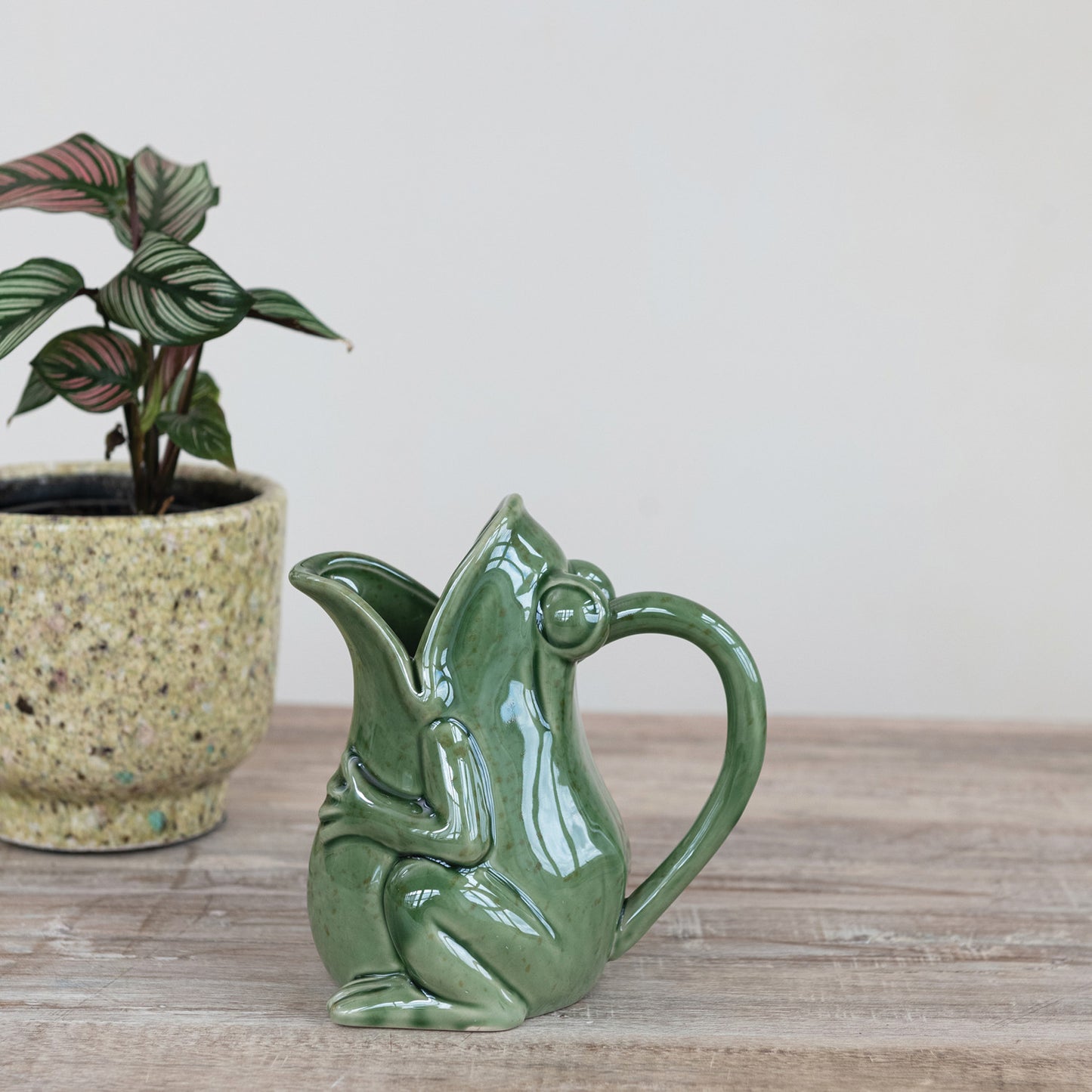Frog Pitcher, 16 oz. Stoneware with Reactive Glaze